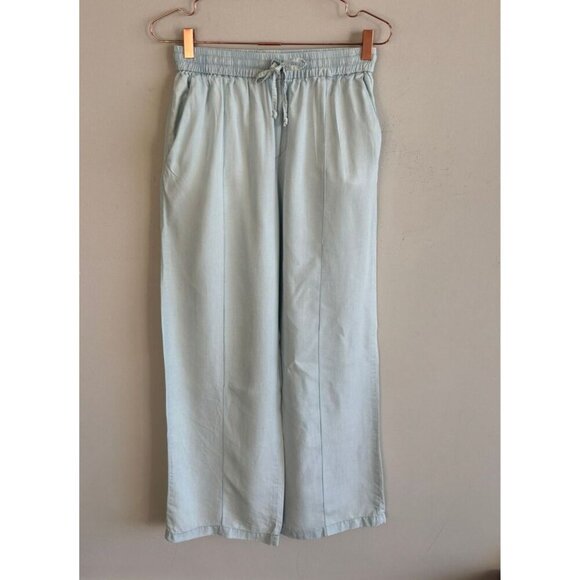 Zara Womens High Waisted Wide Leg Loose Trouser Flowy Pants Light Blue Sz M - Picture 1 of 9